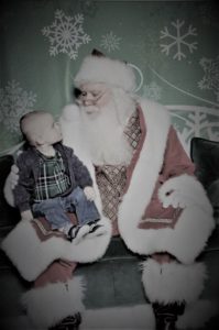 traditional photo of child meeting Santa