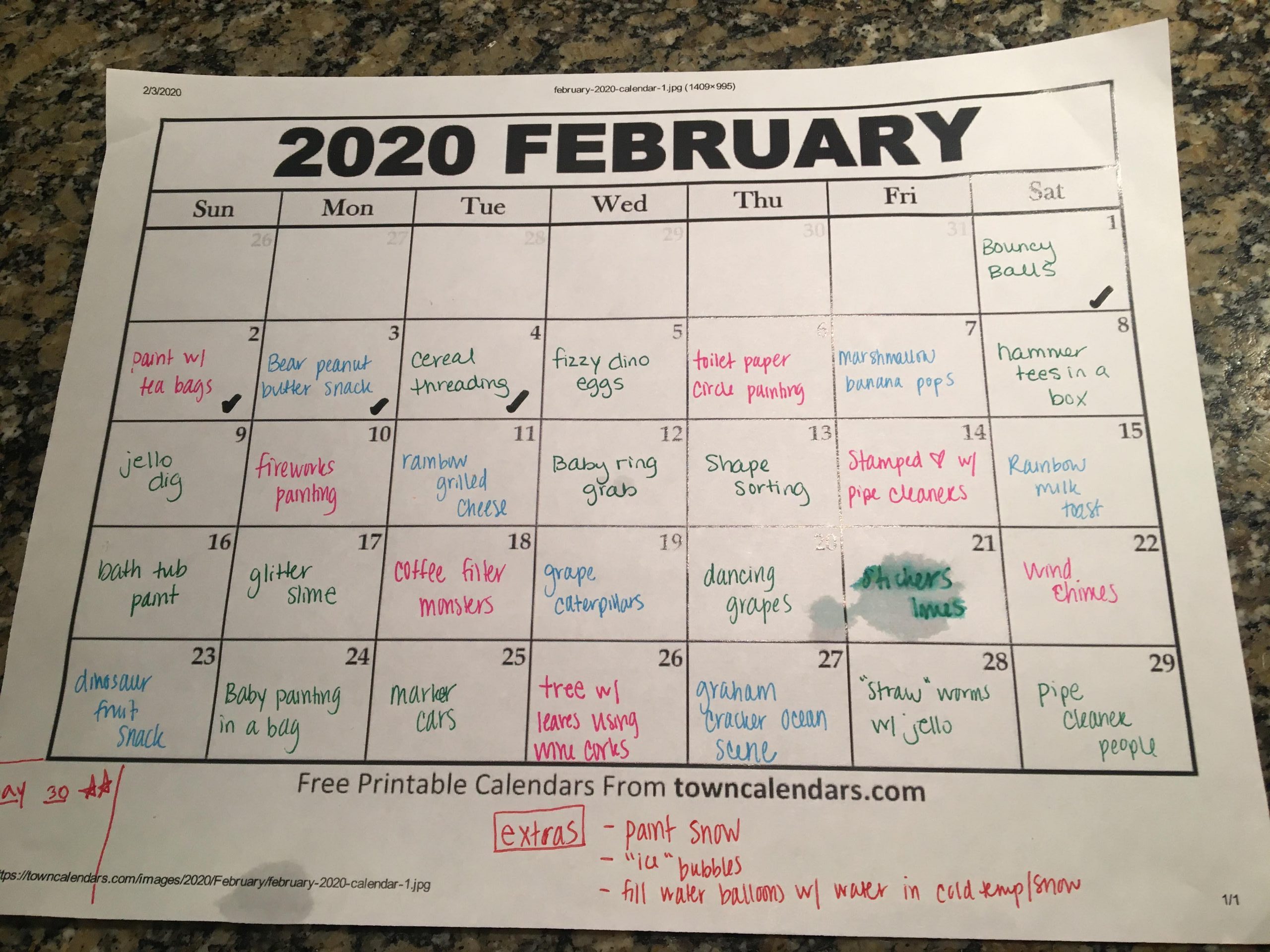 30 day calendar