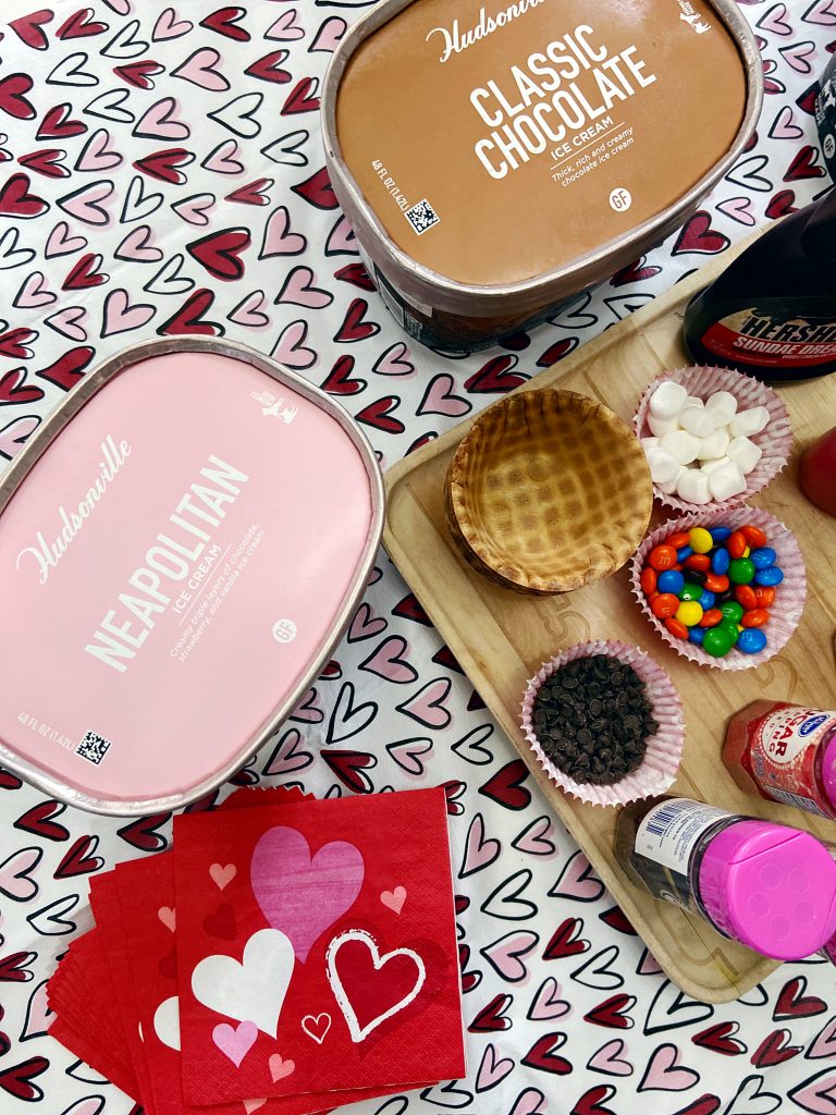 Valentine's Day ice cream sundae bar