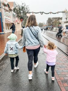 Mom and two kids at Disneyland